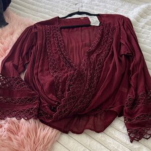 Free people one burgundy blouse